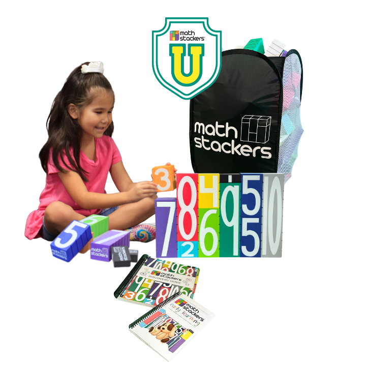 Girl with Math Stackers blocks